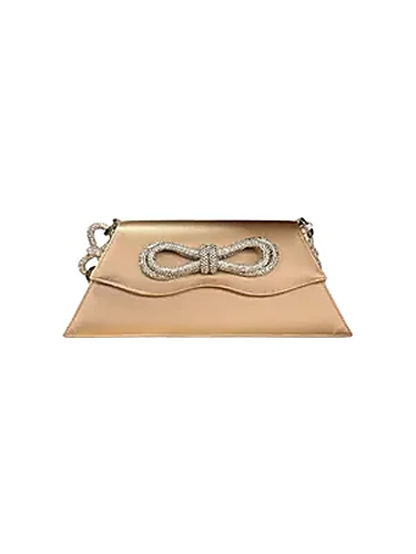Mach & Mach Samantha Medium Bow — תיק כתף לנשים, בצבע Beige
