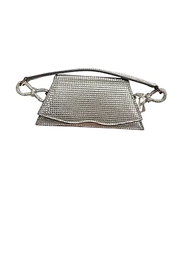 Mach & Mach Samantha Shiny — תיק כתף לנשים, בצבע Silver