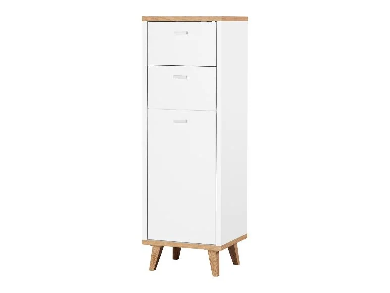 LIVARNO® ארון אמבטיה צדדי 'קורפו' — לבן מט ואלון — ארון ללבית, בצבע Oak