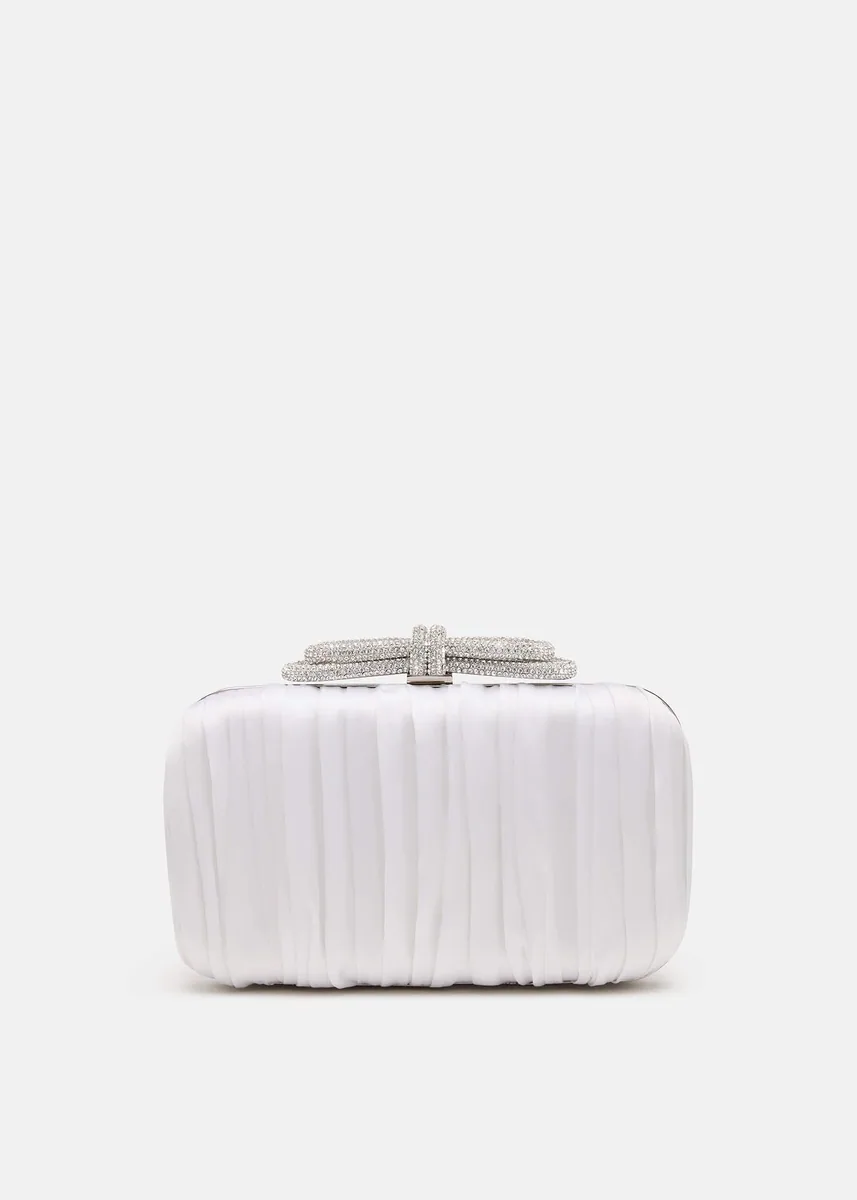 Mach & Mach Double Bow Clutch — קלאץ׳ לנשים, בצבע White