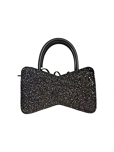 Mach & Mach Glitter Bow Shape בצבע Black
