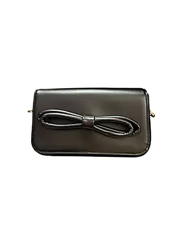 Mach & Mach Puffed Bow בצבע Black Leather