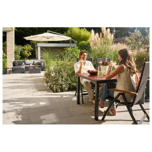 LIVARNO HOME שולחן גינה ולנסיה, אלומיניום עם משטח עץ, נפתח 143-194.5 ס"מ