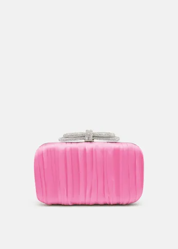 Mach & Mach Double Bow Satin Clutch בצבע Pink