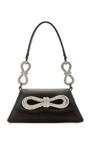 Mach & Mach Samantha Double Bow בצבע Black Leather